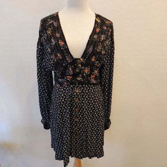Free People Womens Wonderland Printed A-Line Mini Dress Size M - Picture 6 of 15
